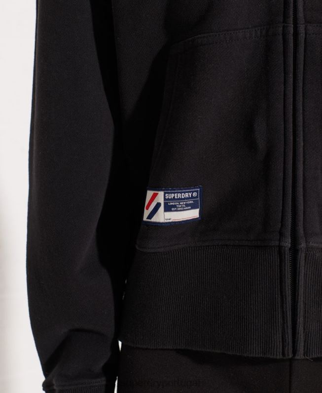 moletom zip code essencial mulheres preto roupas Superdry 2208H5944