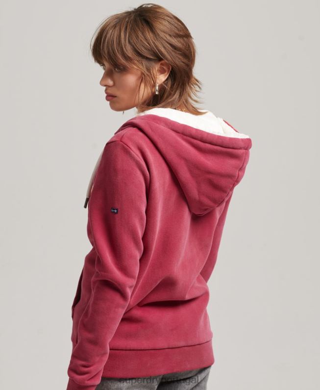 orgulho e moletom com zíper artesanal mulheres vermelho roupas Superdry 2208H6005