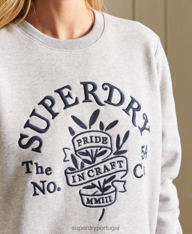 orgulho na camisola da equipe de artesanato mulheres cinza claro roupas Superdry 2208H6102
