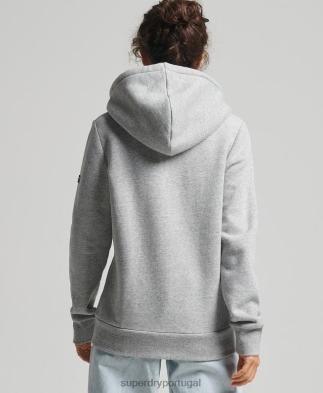 orgulho vintage em moletom com zíper artesanal mulheres cinza roupas Superdry 2208H3501