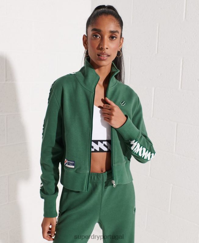 parte superior da faixa de fita de código mulheres verde roupas Superdry 2208H5953