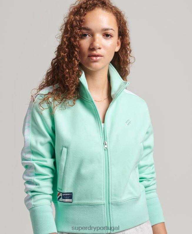 parte superior da faixa do logotipo mulheres azul roupas Superdry 2208H3420