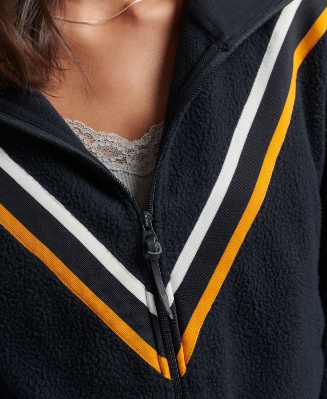 top de lã polar chevron vintage mulheres marinha roupas Superdry 2208H5927