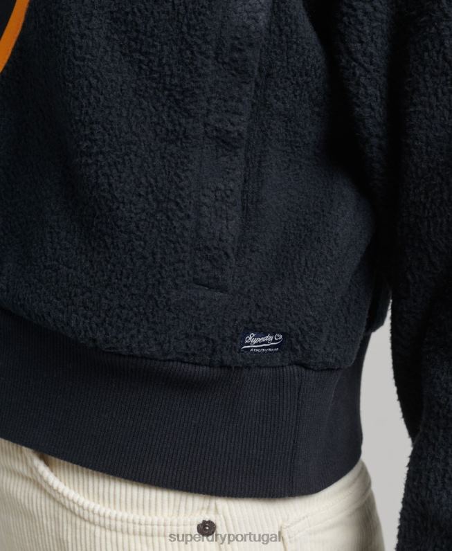 top de lã polar chevron vintage mulheres marinha roupas Superdry 2208H5927