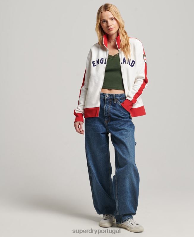 top de pista de futebol inglaterra mulheres branco roupas Superdry x Ringspun 2208H3302
