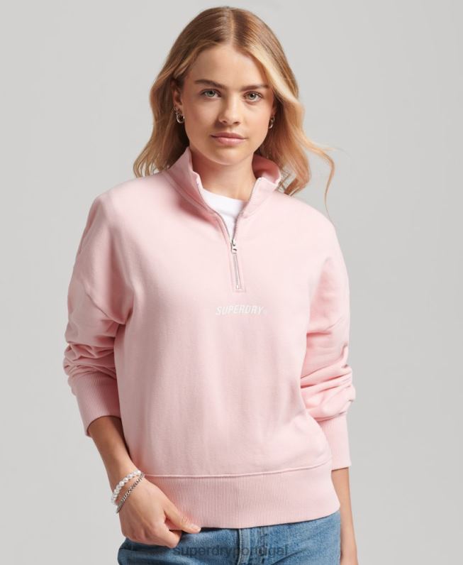 top esportivo core com meio zíper mulheres rosa roupas Superdry 2208H6132