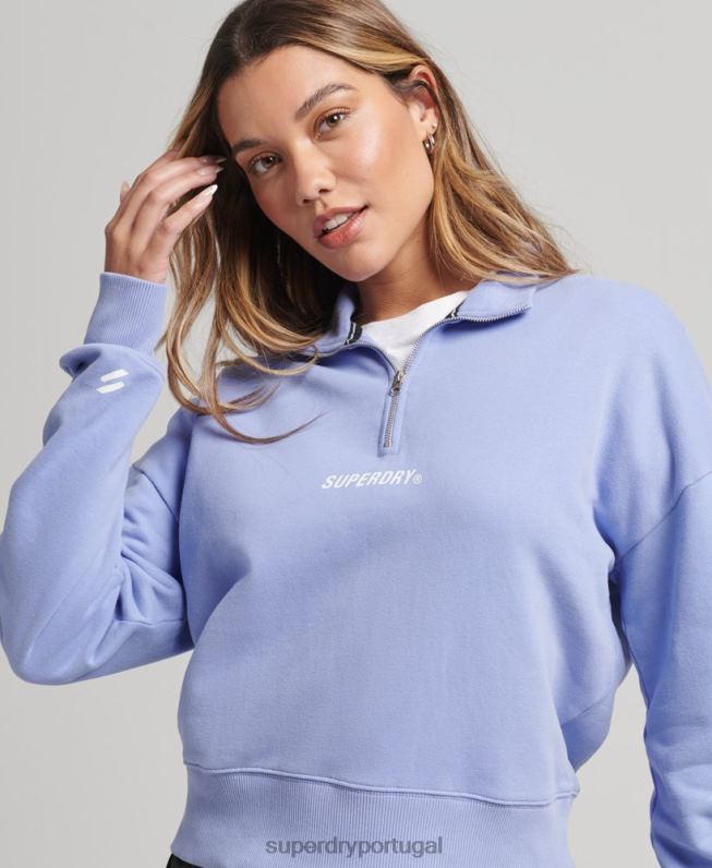 top esportivo core com meio zíper mulheres roxo roupas Superdry 2208H6111