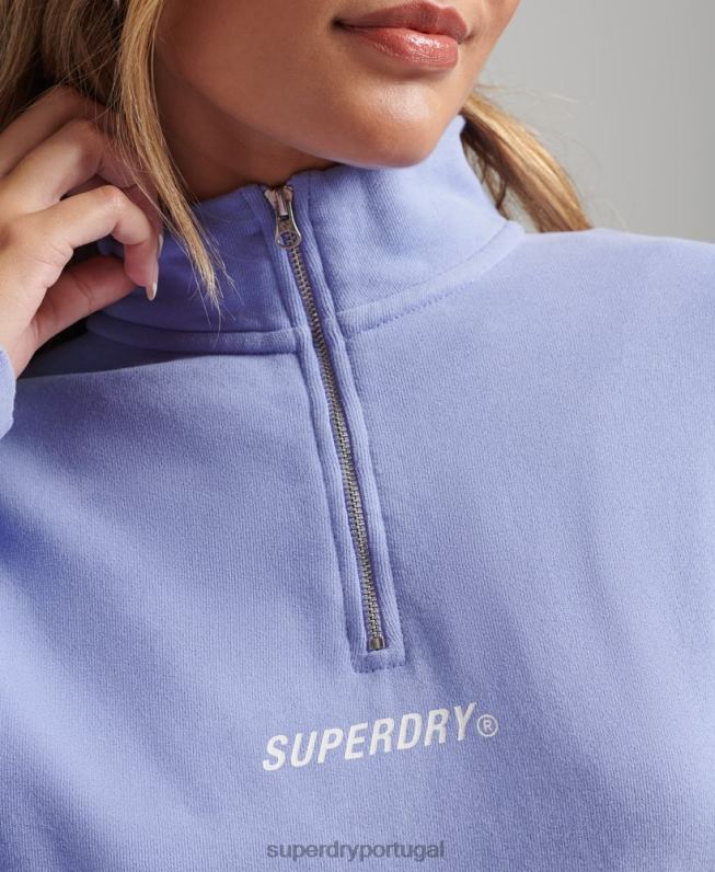 top esportivo core com meio zíper mulheres roxo roupas Superdry 2208H6111