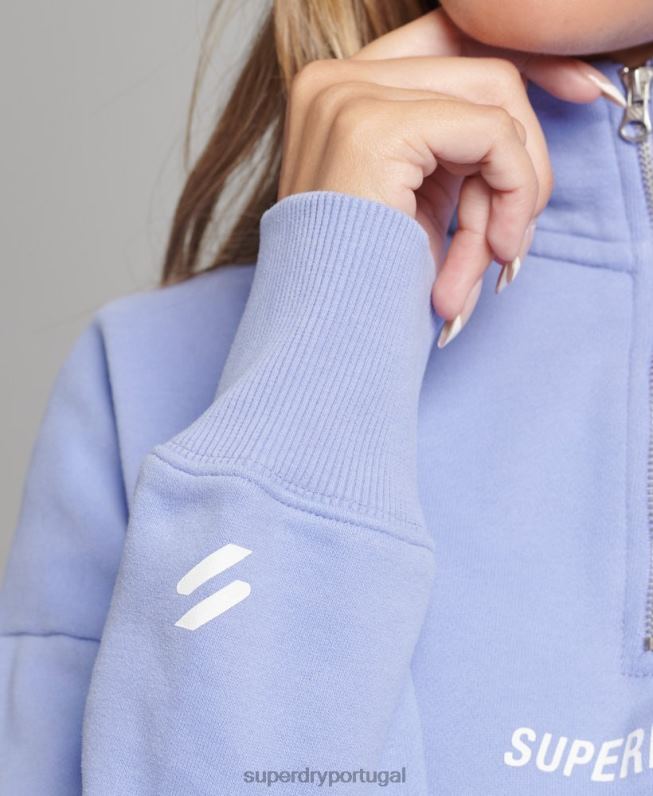 top esportivo core com meio zíper mulheres roxo roupas Superdry 2208H6111