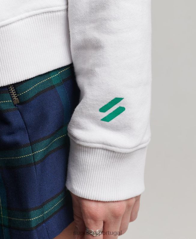 top esportivo core sport com meio zíper mulheres branco roupas Superdry 2208H3356