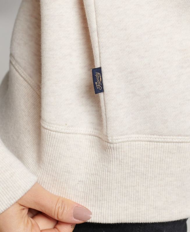 top henley bordado com logo vintage mulheres creme roupas Superdry 2208H3465