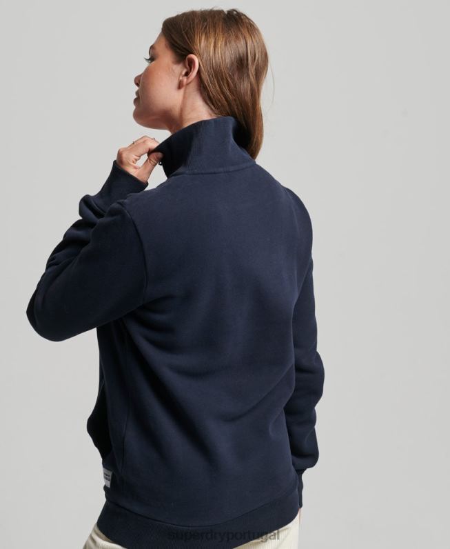 top track & field oversized com meio zíper mulheres marinha roupas Superdry 2208H6035
