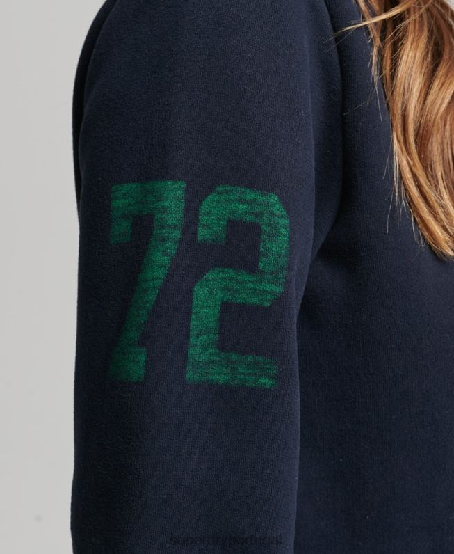 top track & field oversized com meio zíper mulheres marinha roupas Superdry 2208H6035