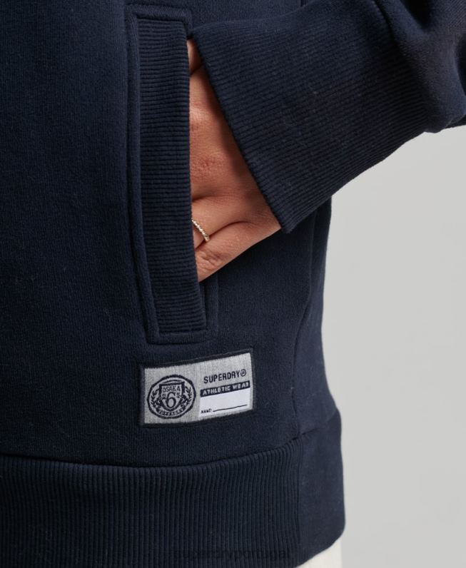 top track & field oversized com meio zíper mulheres marinha roupas Superdry 2208H6035