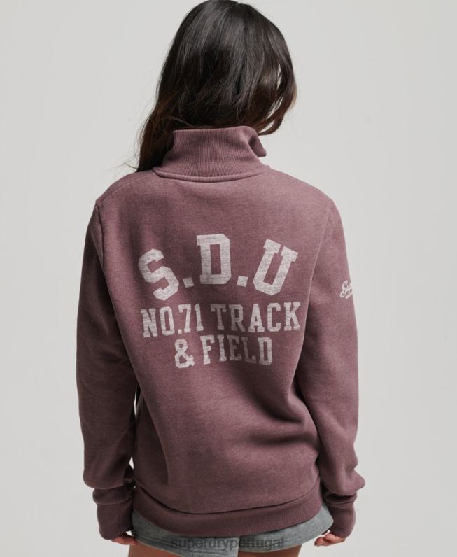 top track & field oversized com meio zíper mulheres vermelho roupas Superdry 2208H6043