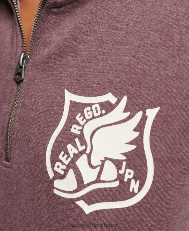 top track & field oversized com meio zíper mulheres vermelho roupas Superdry 2208H6043