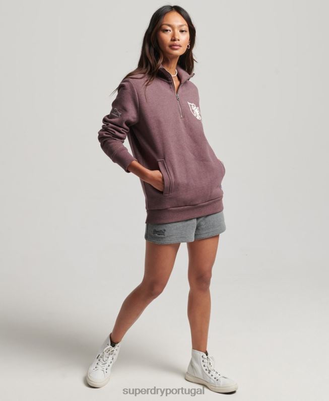 top track & field oversized com meio zíper mulheres vermelho roupas Superdry 2208H6043
