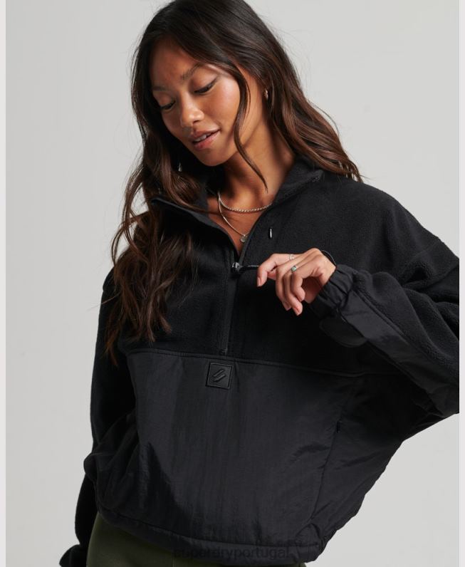 velo híbrido tecnológico mulheres preto roupas Superdry 2208H5756