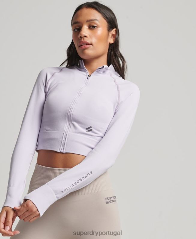 zíper sem costura através do topo da camada intermediária mulheres roxo roupas Superdry 2208H4170