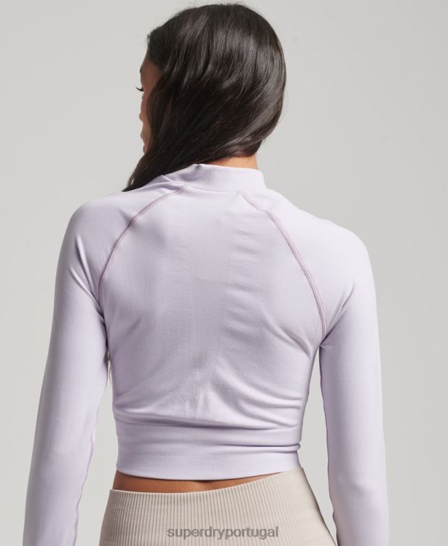 zíper sem costura através do topo da camada intermediária mulheres roxo roupas Superdry 2208H4170