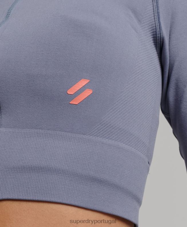 zíper sem costura através do topo da camada intermediária mulheres roxo roupas Superdry 2208H4177