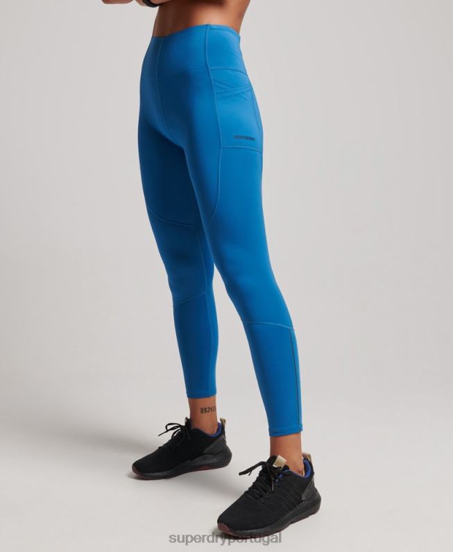 correr leggings apertadas mulheres azul roupas Superdry 2208H6331