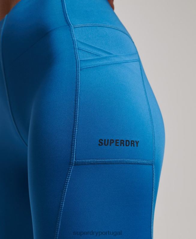 correr leggings apertadas mulheres azul roupas Superdry 2208H6331