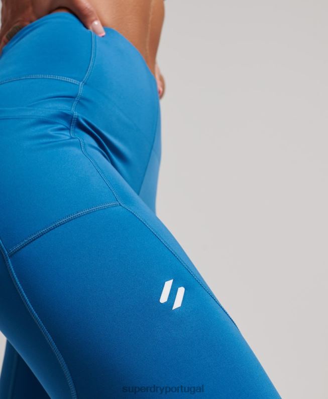 correr leggings apertadas mulheres azul roupas Superdry 2208H6331