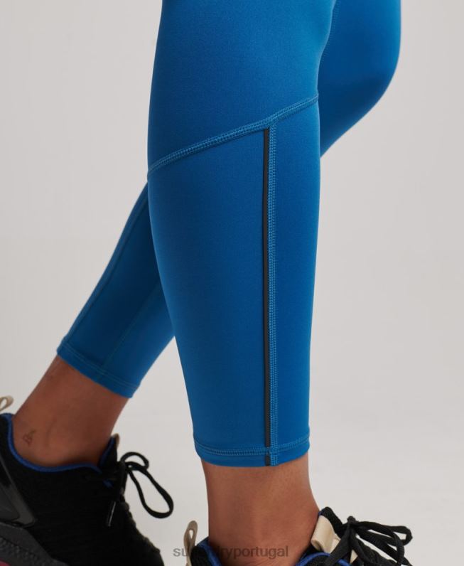 correr leggings apertadas mulheres azul roupas Superdry 2208H6331