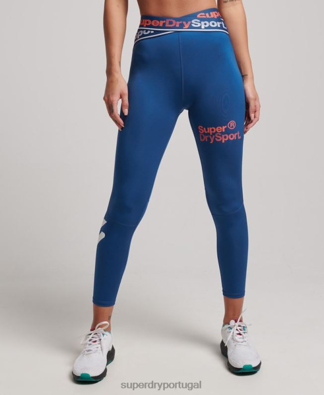 legging cross 7/8 para treino mulheres azul roupas Superdry 2208H4056