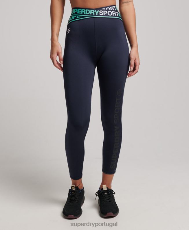 legging cross 7/8 para treino mulheres marinha roupas Superdry 2208H4081