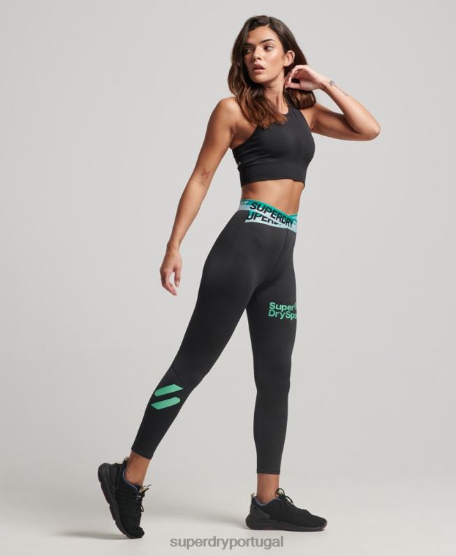 legging cross 7/8 para treino mulheres preto roupas Superdry 2208H4046