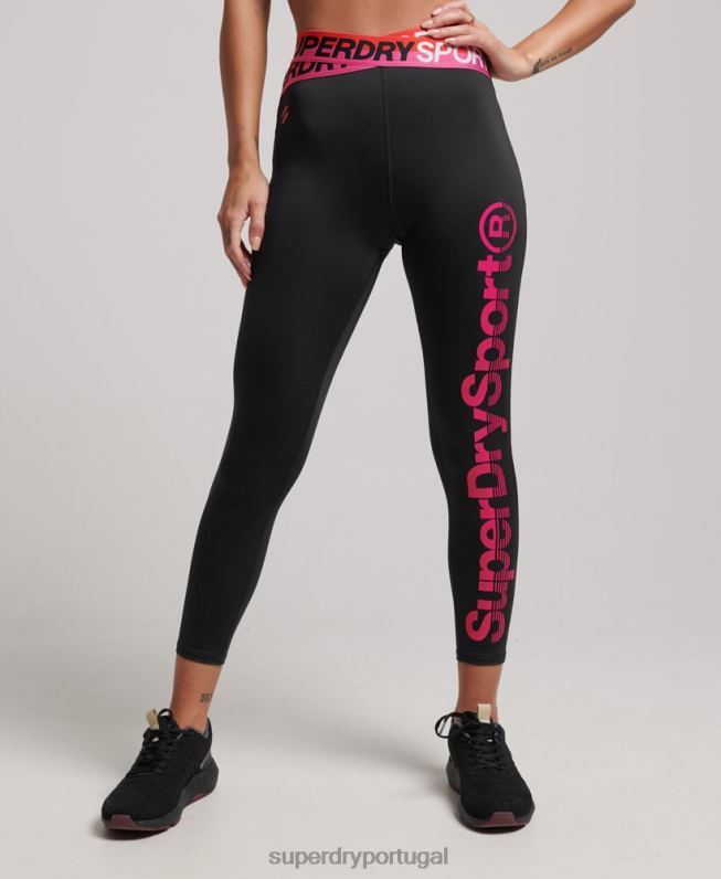 legging cross 7/8 para treino mulheres preto roupas Superdry 2208H4065