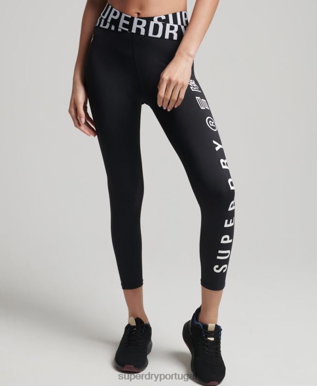 legging cross 7/8 para treino mulheres preto roupas Superdry 2208H4068