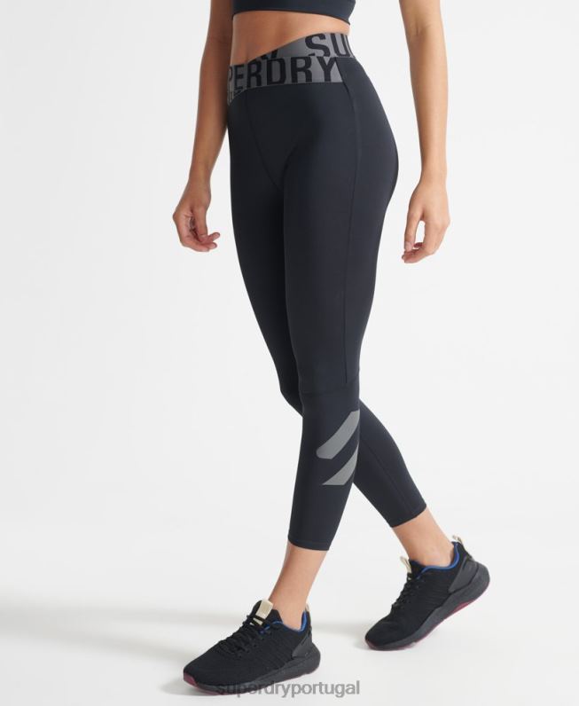 legging cross 7/8 para treino mulheres preto roupas Superdry 2208H4083