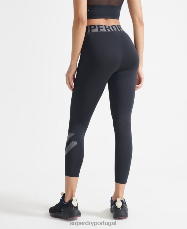 legging cross 7/8 para treino mulheres preto roupas Superdry 2208H4083