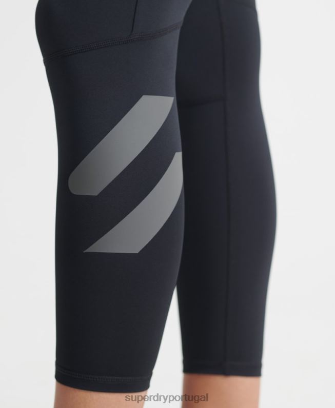 legging cross 7/8 para treino mulheres preto roupas Superdry 2208H4083