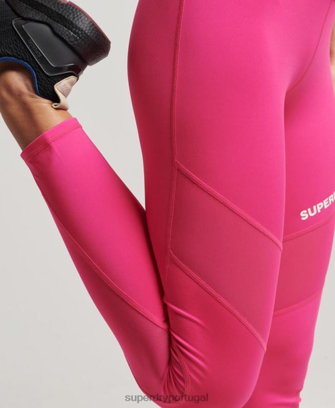 legging malha 7/8 para treino mulheres rosa roupas Superdry 2208H4075