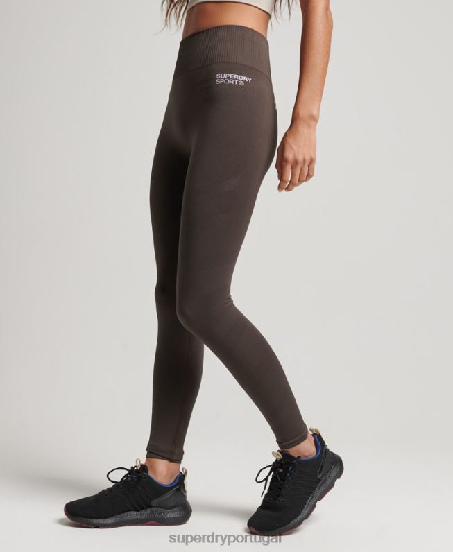 leggings apertadas sem costura central mulheres cinza roupas Superdry 2208H4069