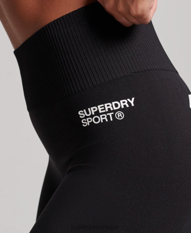 leggings apertadas sem costura central mulheres preto roupas Superdry 2208H4051
