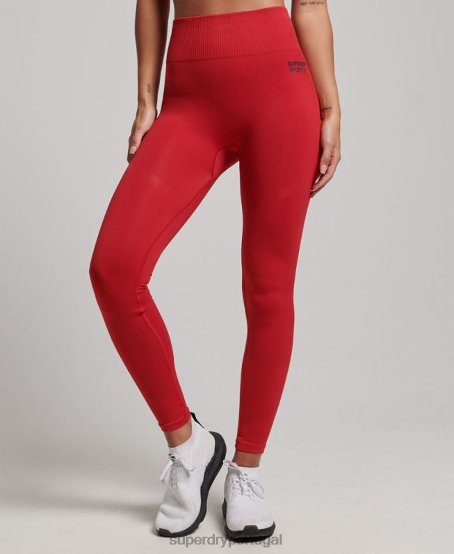 leggings apertadas sem costura central mulheres vermelho roupas Superdry 2208H4055