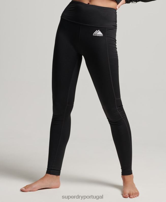 leggings de camada base mulheres preto roupas Superdry 2208H4076