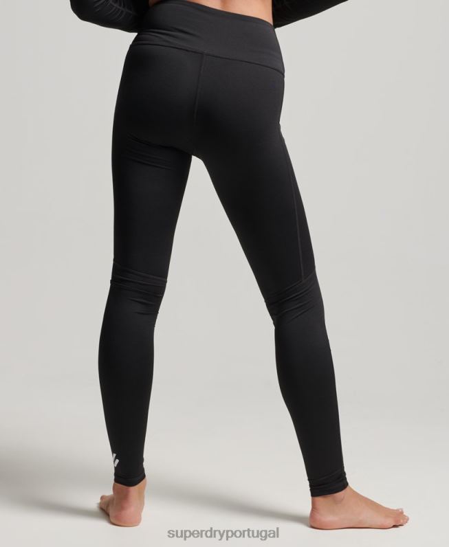 leggings de camada base mulheres preto roupas Superdry 2208H4076