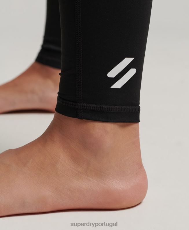 leggings de camada base mulheres preto roupas Superdry 2208H4076