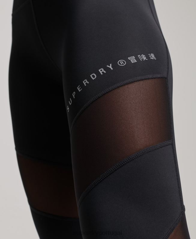 leggings de malha de treinamento 7/8 mulheres preto roupas Superdry 2208H4080