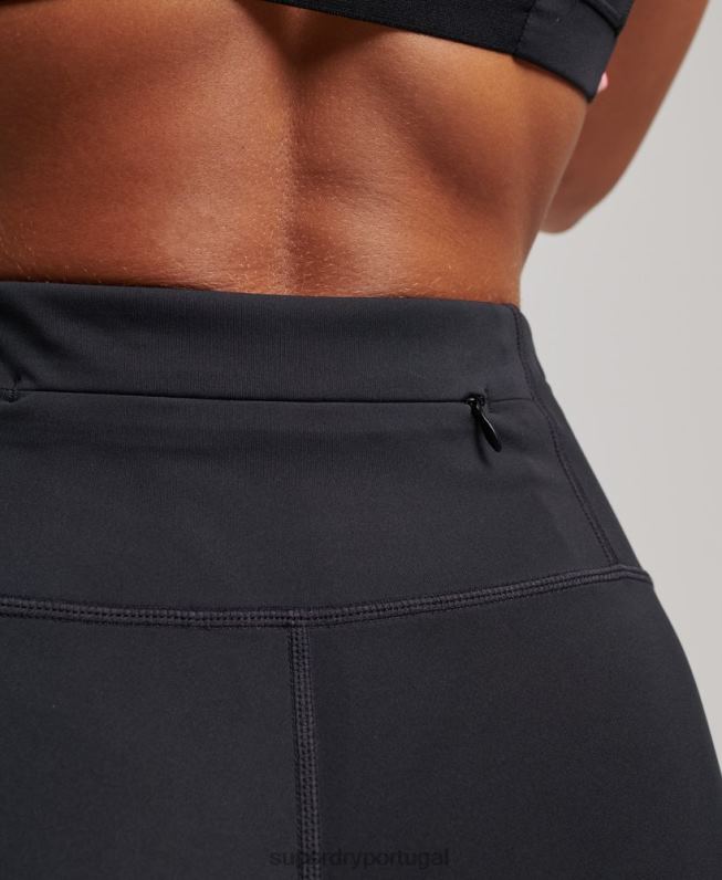 leggings de malha de treinamento 7/8 mulheres preto roupas Superdry 2208H4080