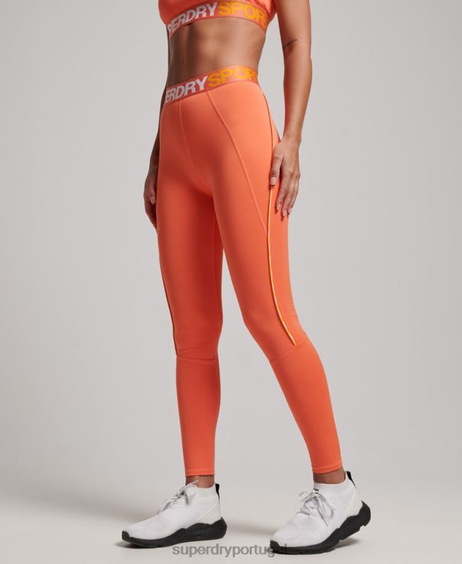 leggings elásticas da marca train mulheres laranja roupas Superdry 2208H4062