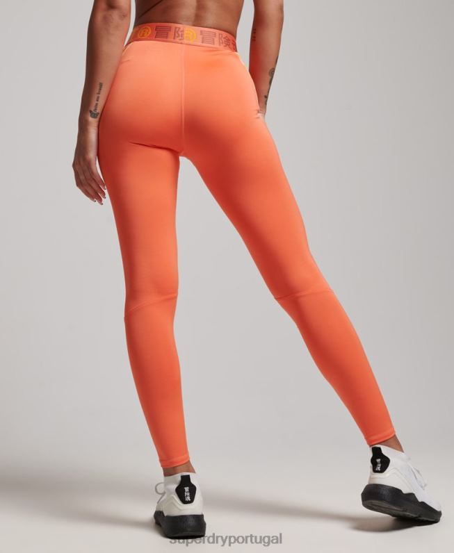 leggings elásticas da marca train mulheres laranja roupas Superdry 2208H4062