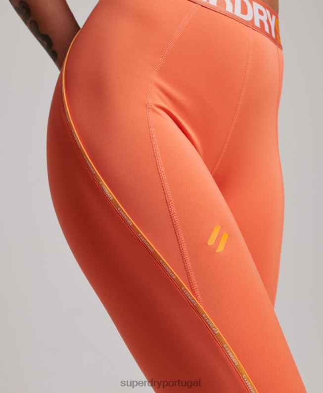 leggings elásticas da marca train mulheres laranja roupas Superdry 2208H4062
