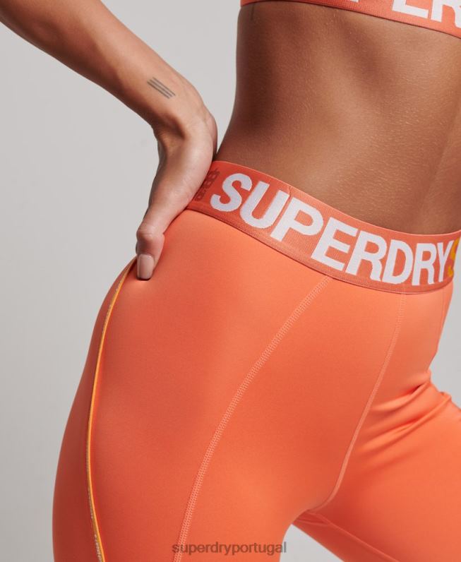 leggings elásticas da marca train mulheres laranja roupas Superdry 2208H4062